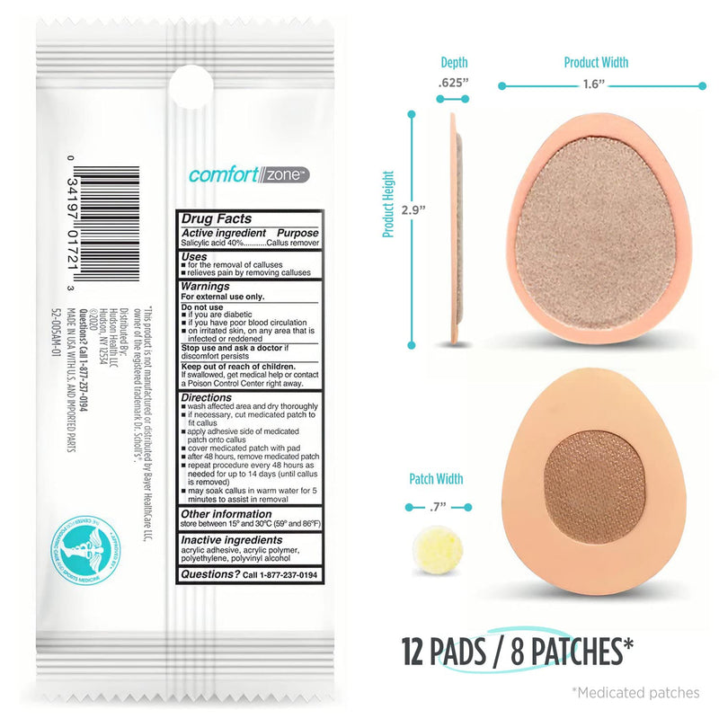 Comfort Zone Medicated Callus Removers, Effective Callus Removal Treatment with Salicylic Acid, 8 Medicated Patches and 12 Protective Pads - NewNest Australia