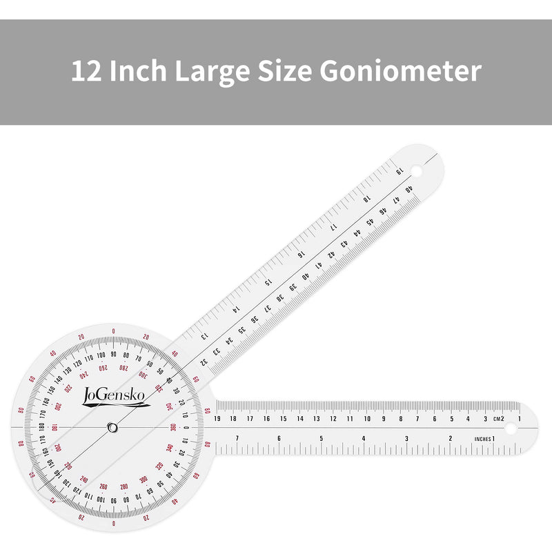 JoGensko 12 Inch Goniometer for Orthopaedic Use, 360 Degree Large Size Plastic Goniometer，Physical Therapy Angle Protractor Ruler for Knee Joints, Elbow, Shoulder or Hip - NewNest Australia