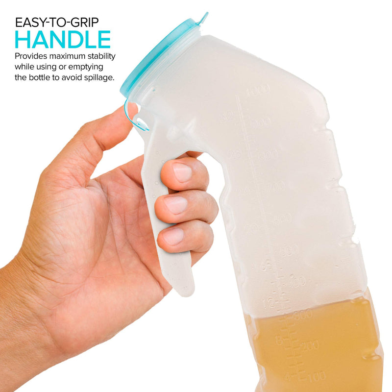 Male Urinal with Glow in The Dark Lid (1 Bottle) 32 Oz Urine Bottle for Men - Pee Bottle for Hospitals, Emergency and Travel 1 Count (Pack of 1) - NewNest Australia