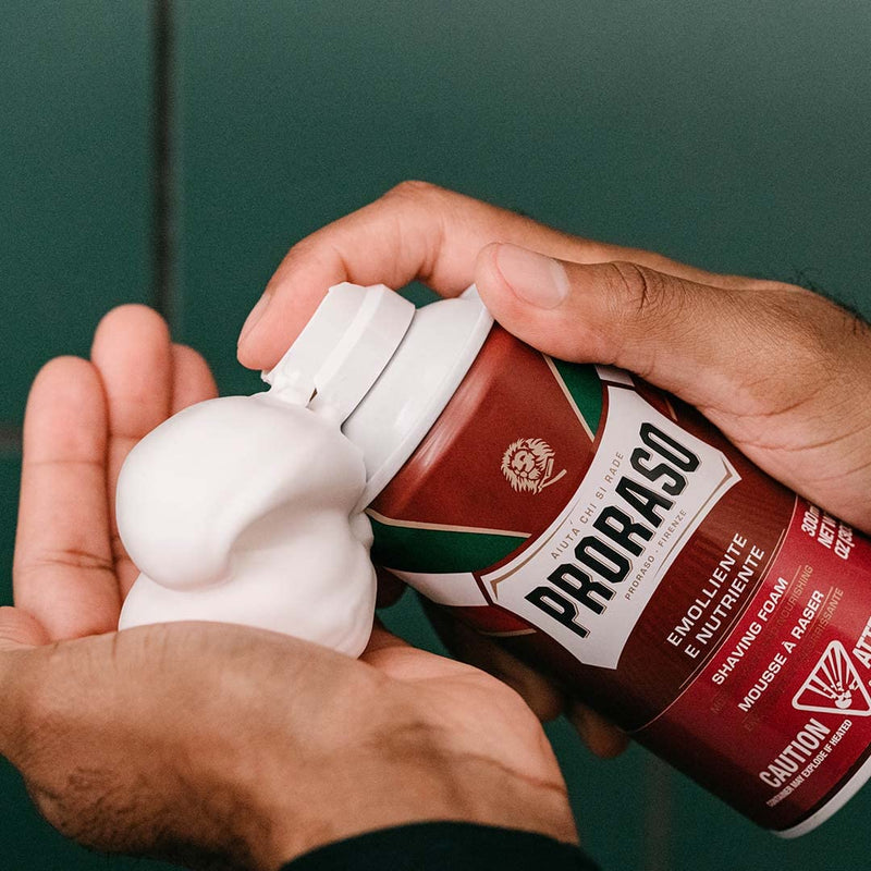 Proraso shaving foam RED - soothing with sandalwood oil and shea butter - for thick beard hair 300 ml - NewNest Australia
