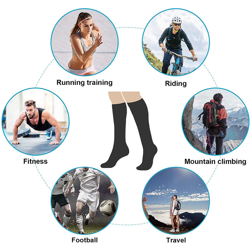 LEOSTEP Compression Stockings for Men and Women (4 Pairs) Support Stockings Compression Socks Compression Socks for Sports, Flight, Running, Travel, Pregnancy Nurses 20-30 mmHg SM Black + White - NewNest Australia
