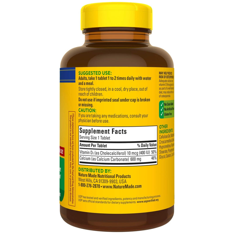 Nature Made Calcium 600 mg Tablets with Vitamin D3, 220 Count Value Size (Packaging May Vary) - NewNest Australia