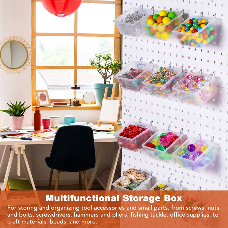 6 Pack Pegboard Clear Bins, Pegboard Bins Hooks, DIY Pegboard Accessories, Workbench Small Bins Fit 1/4 -1/8 Peg Board for Organizing Hardware, Garage Storage, Craft Room, Tool Shed, Hobby Supplies 6 Pack - NewNest Australia