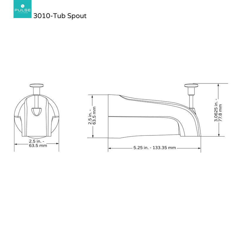 PULSE ShowerSpas 3010-TS-ORB Bathtub Spout Valve with Diverter, 1/2" NPT Connection, Oil-Rubbed Bronze - NewNest Australia