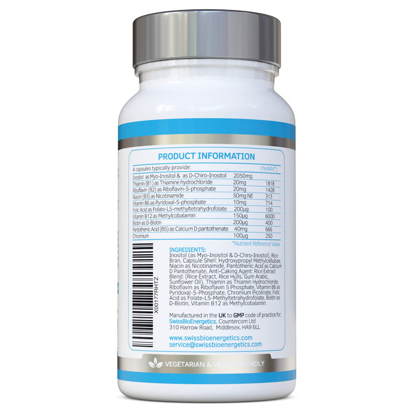 OvaDefence - Inositol 2050mg Daily dose, 120 Capsules, 30 Days Supply – Inositol with Folate, Chromium & Balanced Methylated B Vitamins – Exclusively Manufactured in The UK - NewNest Australia
