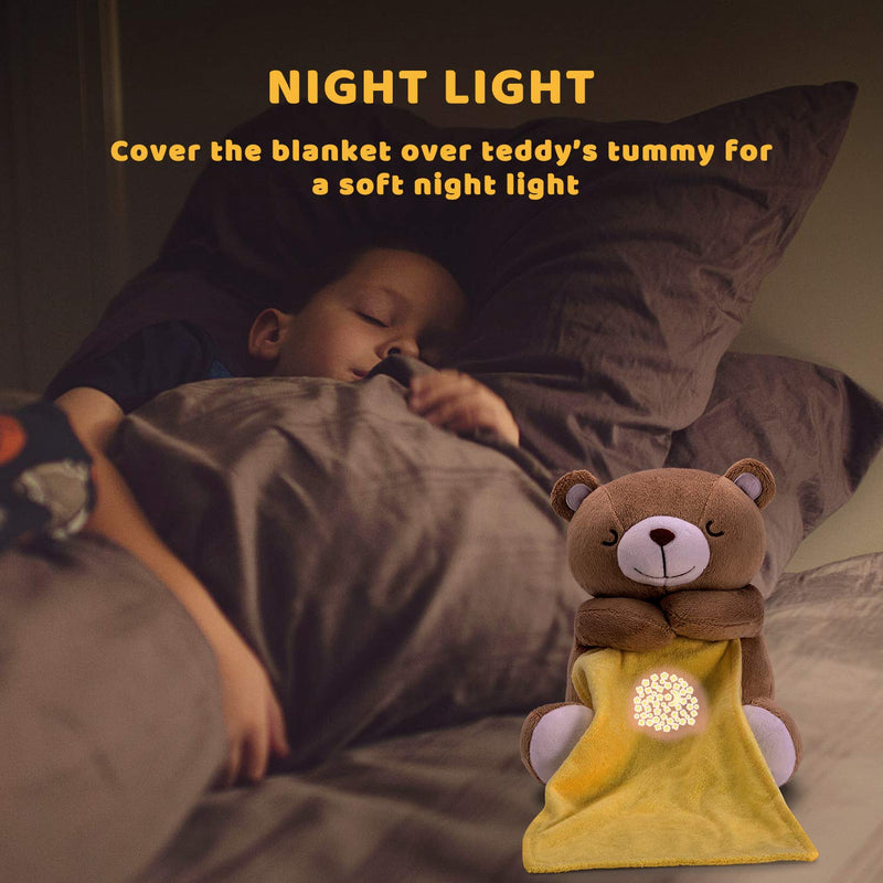 BEREST Rechargeable Baby Sleep Soother Smile Bear, Mom's Heartbeat Baby Cry Sensor Lullabies & Shusher Sound Soother, Nursery Decor Night Light Projector Toddler Crib Sleeping Aid, Baby Shower Gifts Coffee Brown - NewNest Australia
