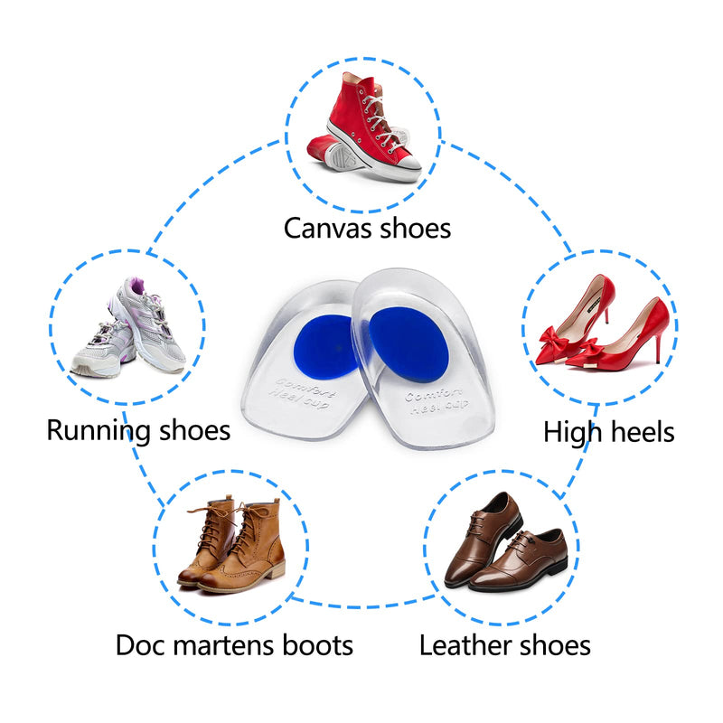 Fousenuk 3 Pairs Of Heel Spur Insoles, Gel Heel Cushion Silicone, Professional Heel Cup Inserts, Heel Pads For Shoes, Orthopedic Gel Insoles For Relieving Plantar Fasciitis, Achilles Pain (L) - NewNest Australia