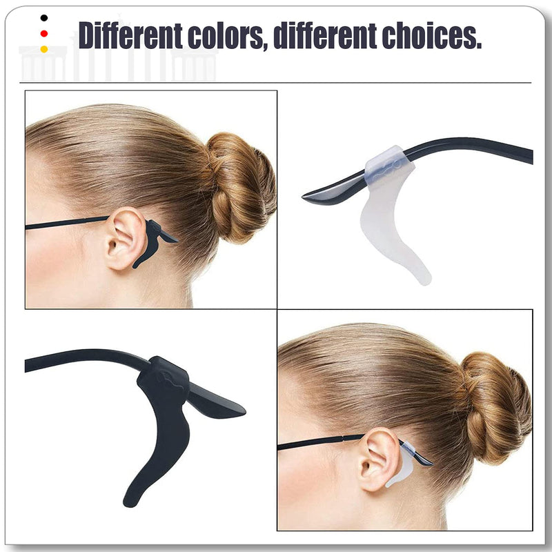 15 Pairs Black Soft Silicone Eyeglass Ear Grip Cushions Temple Tips Eyeglass Pads Anti Slip Glasses Ear Hook Comfort Sport (All, L-Black) all - NewNest Australia