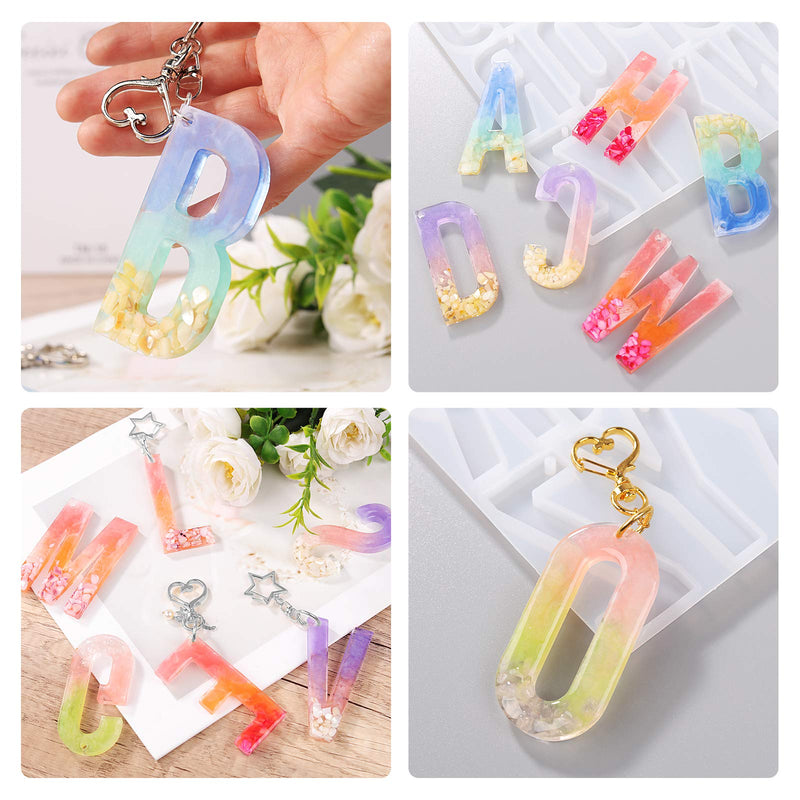 LET'S RESIN Alphabet Keychain Molds with Hole, Large Alphabet Resin Silicone Molds for Epoxy, Resin Letter Molds for Keychain Jewelry Pendant Making - NewNest Australia