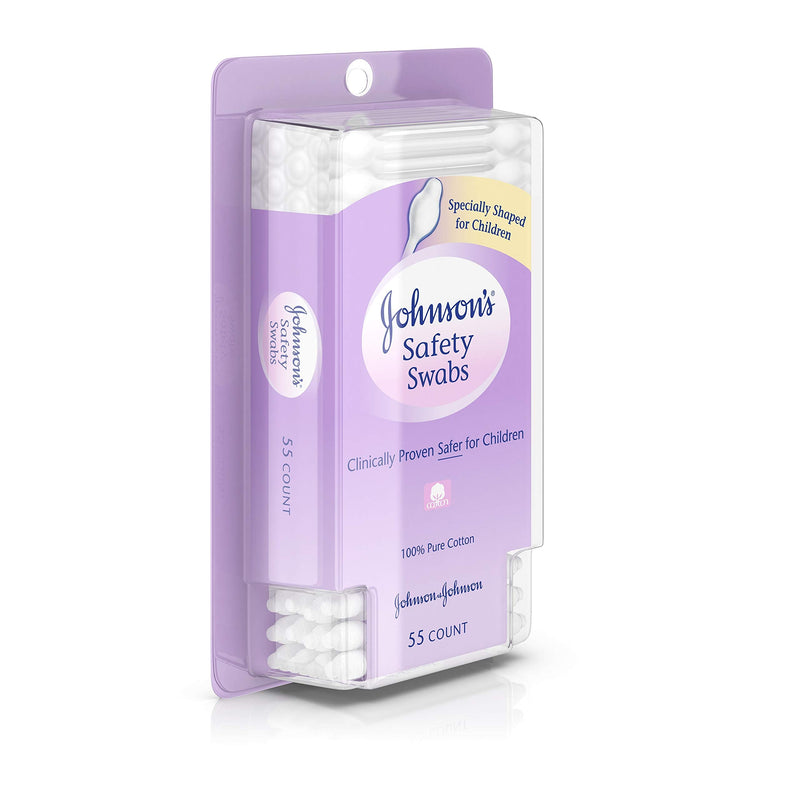 Johnson's 008256OurBundle Non-Chlorine Bleached Safety Ear Swabs for Babies and Children, 55 ct ( Pack of 2) - NewNest Australia