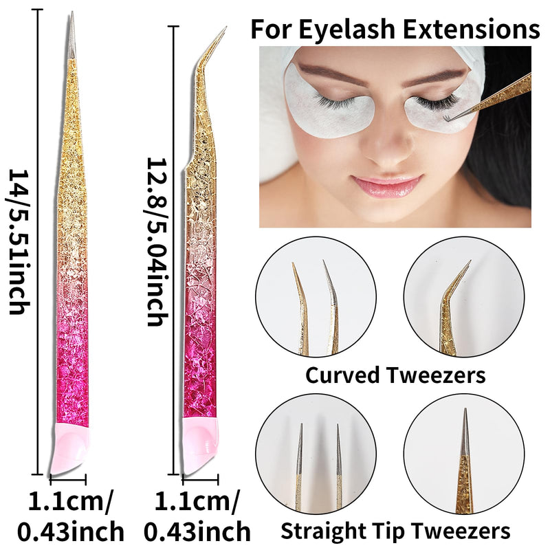 Ouligay 2 X Double Ended Nail Art Tweezers For Women Stainless Steel Tweezers Straight Curved Tip Tweezers With Silicone Pressing Head For Nail Craft Rhinestone Sticker Jewel Gemstone Picker Tool - NewNest Australia