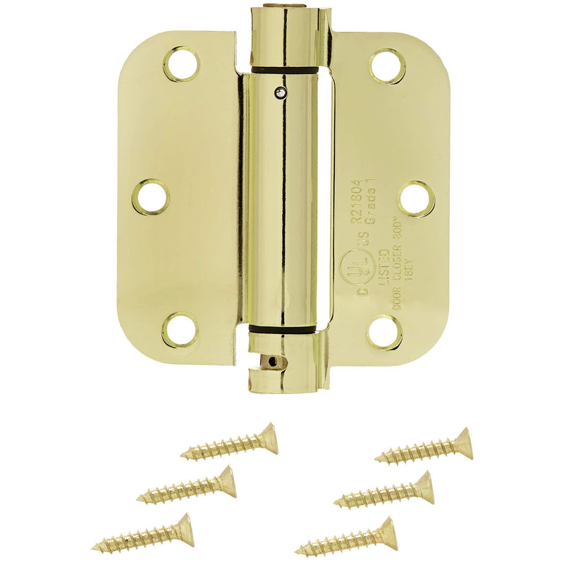 Amazon Basics Self-Closing Door Hinge, 3.5 Inch x 3.5 Inch, 1 Piece, Polished Brass - NewNest Australia