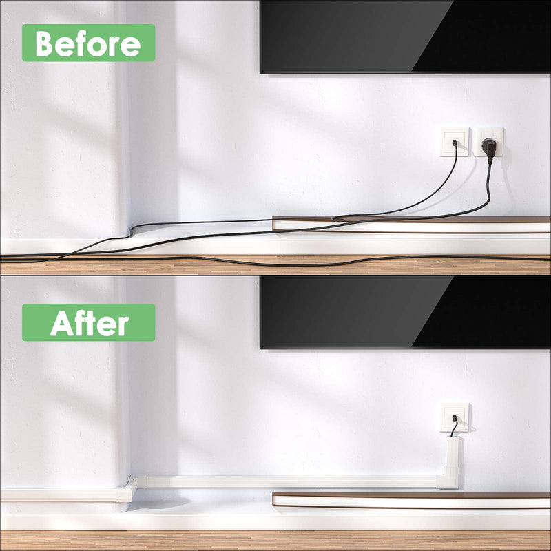 Cord Cover Raceway Kit, Wire Covers for Cords Wall Mount TV, Paintable Cable Concealer, Cable Hider Wall Strips, TV Cord Hider Wall Mounted TV, Cable Management Wall, 6X15.7" x 1.18" x 0.67" Large White - NewNest Australia