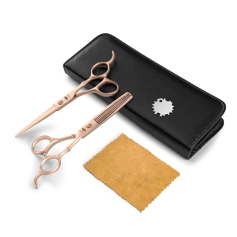 Hairdressing Scissors Set 6 Inch Hair Scissors Set Professional Hair Thinning Scissors Kit Barber Scissors Set for Men Women and Children HSK-RoseGold - NewNest Australia