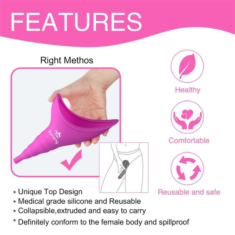 Female Urination Device,Reusable Silicone Female Urinal Foolproof Women Pee Funnel Allows Women to Pee Standing Up,Women's Urinal with Drawstring Bags is The Perfect Companion for Travel and Outdoor fuchsia - NewNest Australia