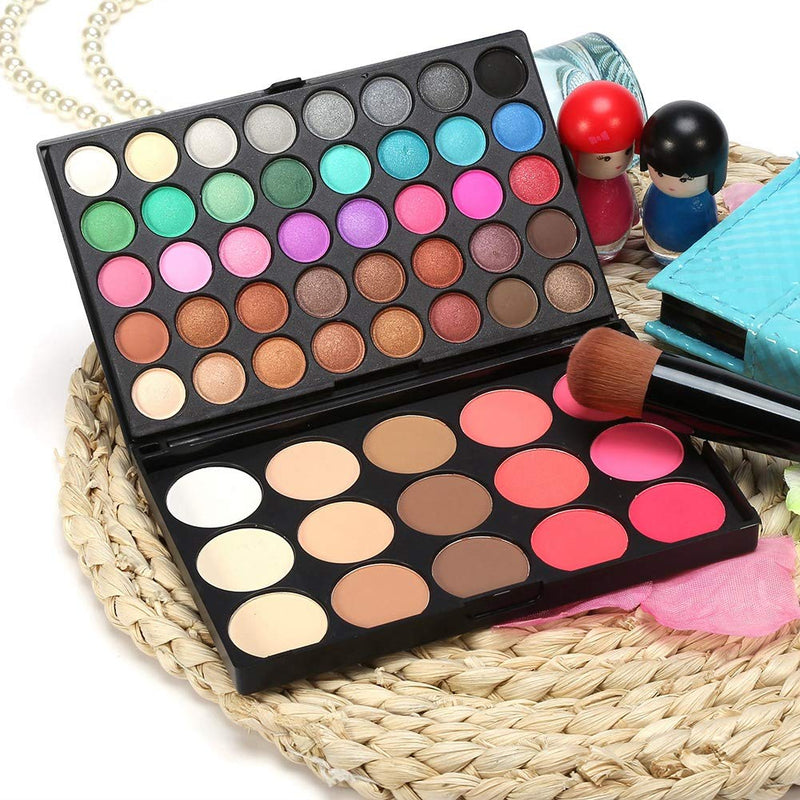 Qkiss 40Colors Eyeshadow + 15Colors Blusher & Concealer Palette Facial Eye Cosmetic Makeup Kit - NewNest Australia