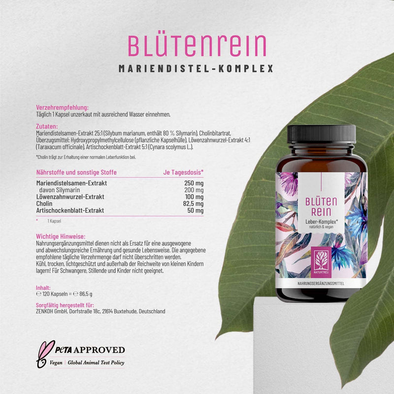 Milk Thistle Artichoke Dandelion -Comparison Winner 2019* - Bioavailable Choline (Contributes To The Maintenance Of Normal Liver Function) - 500 Mg Milk Thistle (80% Silymarin) - NewNest Australia