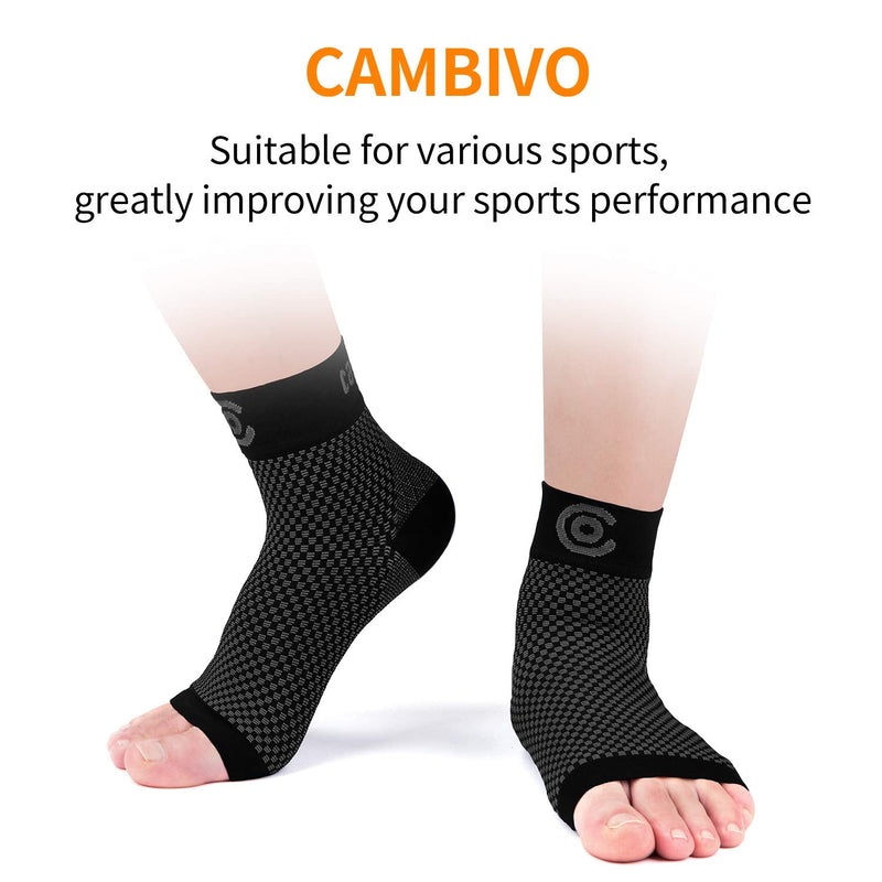 CAMBIVO ankle bandage 2 pairs, ankle bandage, ankle bandage, Achilles tendon bandage against heel spurs, plantar fasciitis, sprains, foot bandage for sports, fitness, everyday life, black M - NewNest Australia