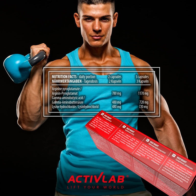 Activlab Hgh Night - 60 Capsules | 30 Servings | Combination Of Arginine, Gaba, Lysine| Before Bed | Concentration, Regeneration | Reduction Of Fatty Tissue| Increase In Strength And Rapid Gain In Muscle Mass Bodybuilding, Powerlifting... - NewNest Australia