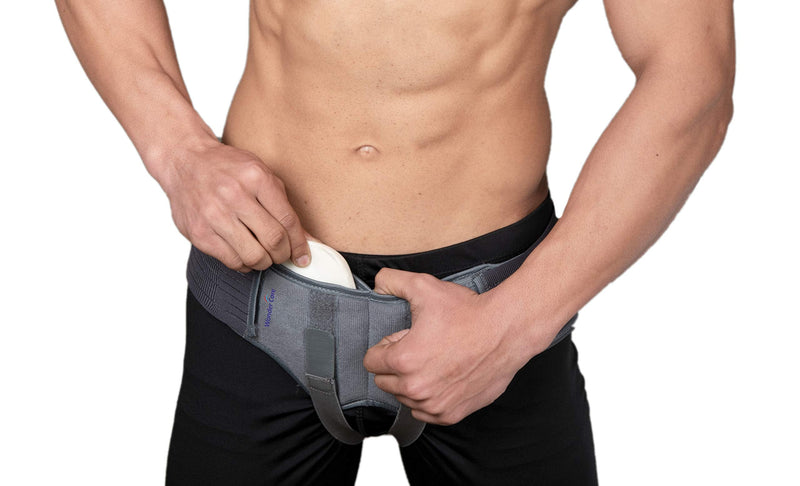Wonder Care Grey Inguinal Hernia Support Truss brace for Single/Double Inguinal with Two Removable Compression Pads & Adjustable Groin Straps Surgery & injury Recovery belt- Medium M (Pack of 1) - NewNest Australia