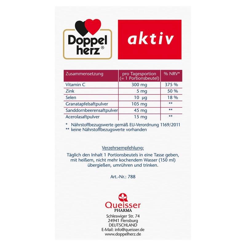 Doppelherz Hot Pomegranate with Vitamin C - To Support the Normal Function of the Immune System - Plus Sea Buckthorn and Acerola - 1 x 10 Bags of Hot Pomegranate + Sea Buckthorn + Acerola 10 Pieces (Pack of 1) - NewNest Australia