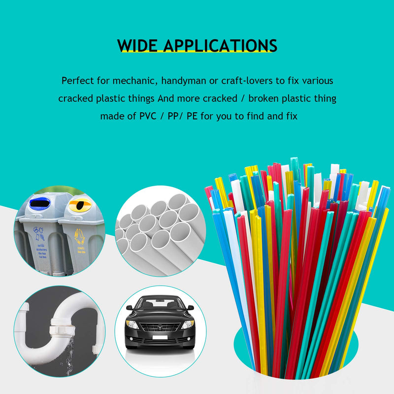 100 Pieces Plastic Welding Rods 7.9 Inch PP/PVC/PPR Plastic Welder Repair Rods for Car Bumpers and Daily Plastic Repair, 20 Pieces for Each Color - NewNest Australia