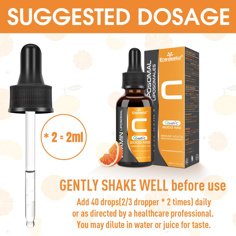 Liposomal vitamin C 2000 mg with Quali®-C | Non GMO | Vegan friendly | pH-neutral & stomach-friendly | Vegan, drops (60 ml (pack of 1)) 60 ml (pack of 1) - NewNest Australia