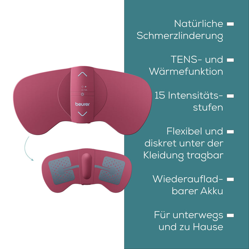 Beurer EM 50 Menstrual Relax, menstrual pad with TENS and heat function, against menstrual pain and pain from endometriosis, clinically validated and natural relief, portable, battery Basic Menstrual Relax No additional purchase set - NewNest Australia