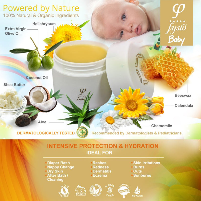 Nappy Cream | Natural Healing Baby Diaper Care | Ointment for Sensitive Skin - Moisturiser with Beeswax, Calendula, Shea Butter & Olive Oil (50ml / 1.7 fl oz) - NewNest Australia