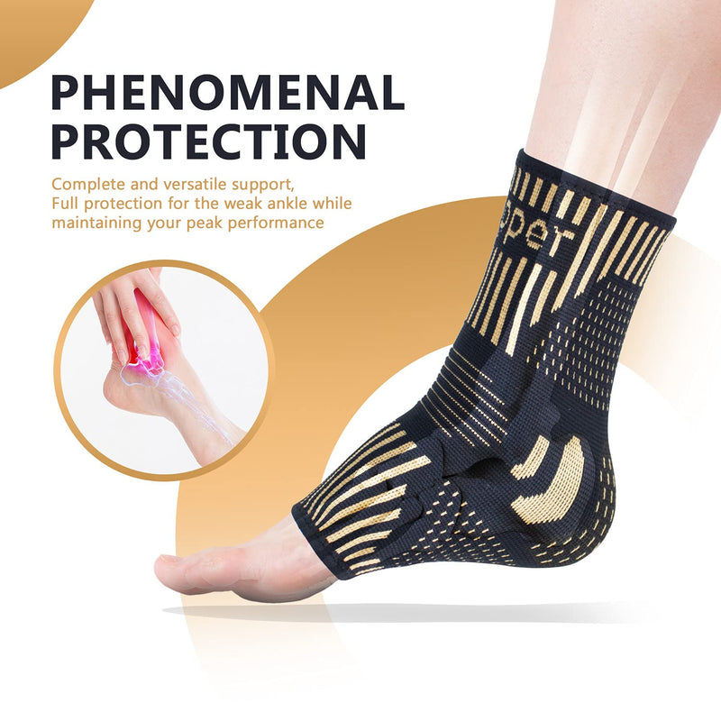 Copper Ankle Brace Support for Men & Women (Pair), Best Ankle Compression Sleeve Socks for Plantar Fasciitis, Sprained Ankle, Achilles Tendon, Pain Relief, Recovery, Sports Medium (Pack of 2) - NewNest Australia