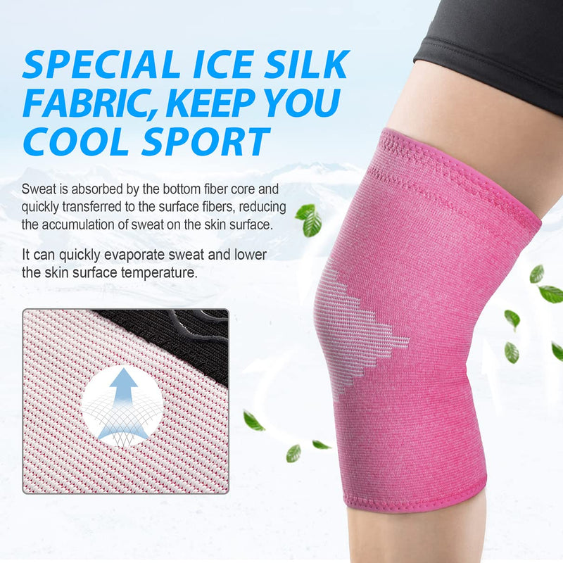 Goosehill Knee Supports 2Pack, Compression Breathable Knee Support Brace, Non-Slip Joint Protection Knee Support for Men & Women, Knee Brace Support for Running, Sports, Knee Pain Relief Pink M - NewNest Australia
