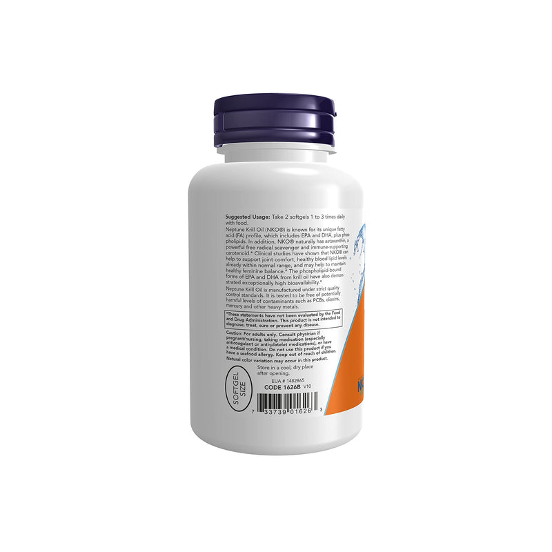 NOW Foods Supplements, Neptune Krill Oil, Phospholipid-Bound Omega-3, 120 Softgels, A662, Unflavored (Pack of 1), 1626 - NewNest Australia