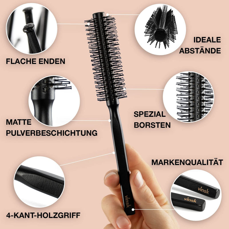 vinsk® beard brush L | Round breasts for beard and hair | Hairbrush small round with 190 bristles | ideal [beard styling] brush for men | View styling beard brush with fine wood - NewNest Australia