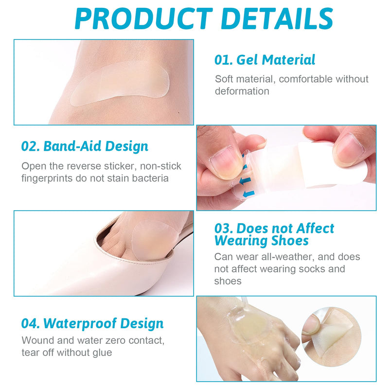 Pack of 24 gel plasters, for protective skin, extra strong protection, relief from friction pain, toes, forefoot and heels, foot care, 6 x 4 pieces - NewNest Australia