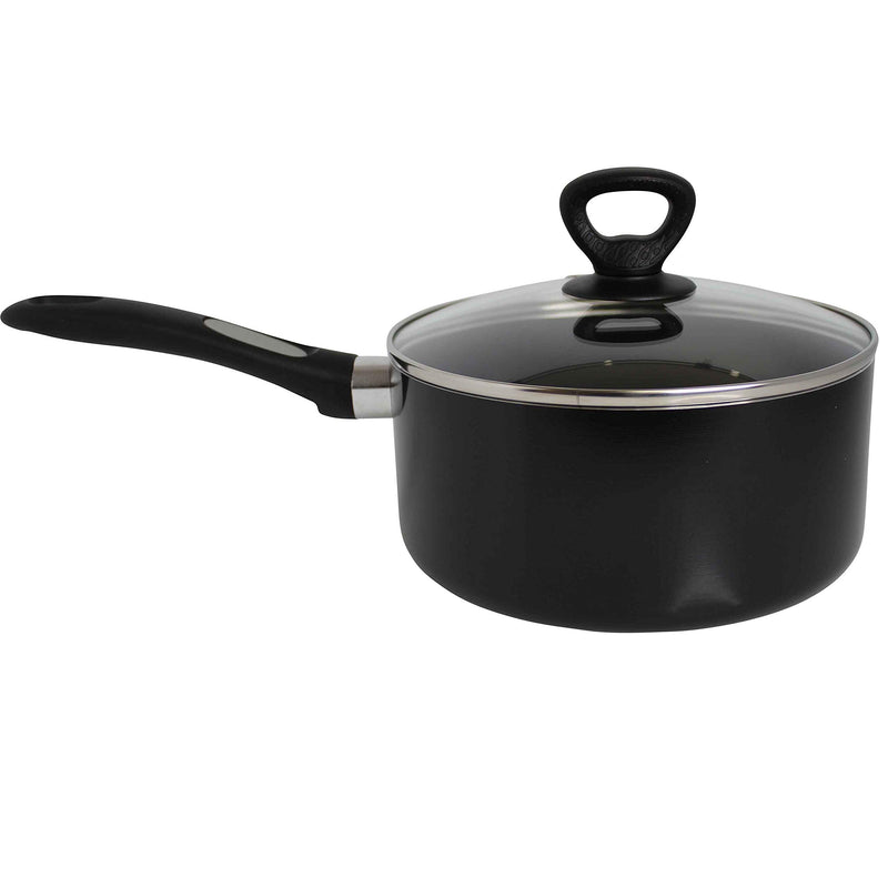 Mirro A79721 Get A Grip Aluminum Nonstick Sauce Pan with Glass Lid Cover Cookware, 1-Quart, Black - - NewNest Australia