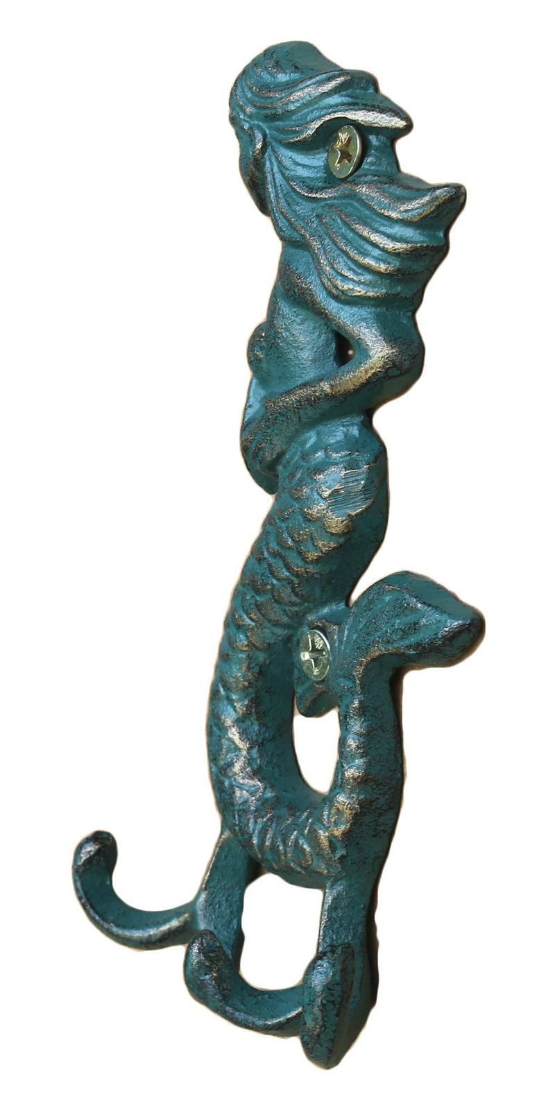 NewNest Australia - Cast Iron Mermaid Wall Hook, Decorative Metal Key Hanger with Screws and Anchors 
