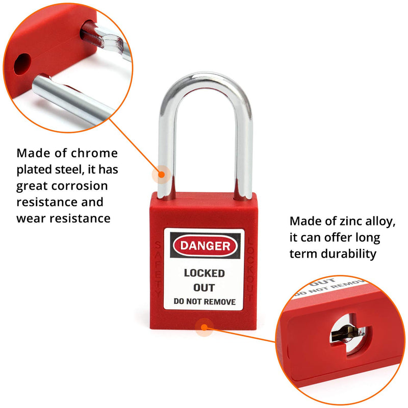 QWORK Red Lockout Tagout Safety Padlock, 2 Padlocks with 4 Keys 2 Pack - NewNest Australia