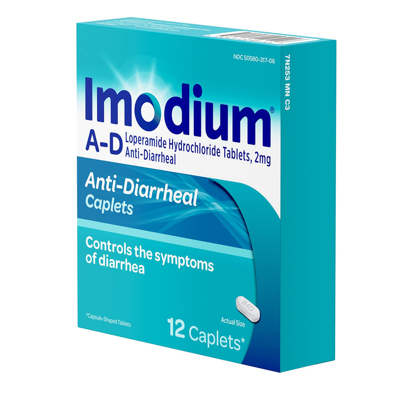 Imodium AD Diarrhea Relief Caplets with Loperamide Hydrochloride, 12 Count 12 Count (Pack of 1) - NewNest Australia