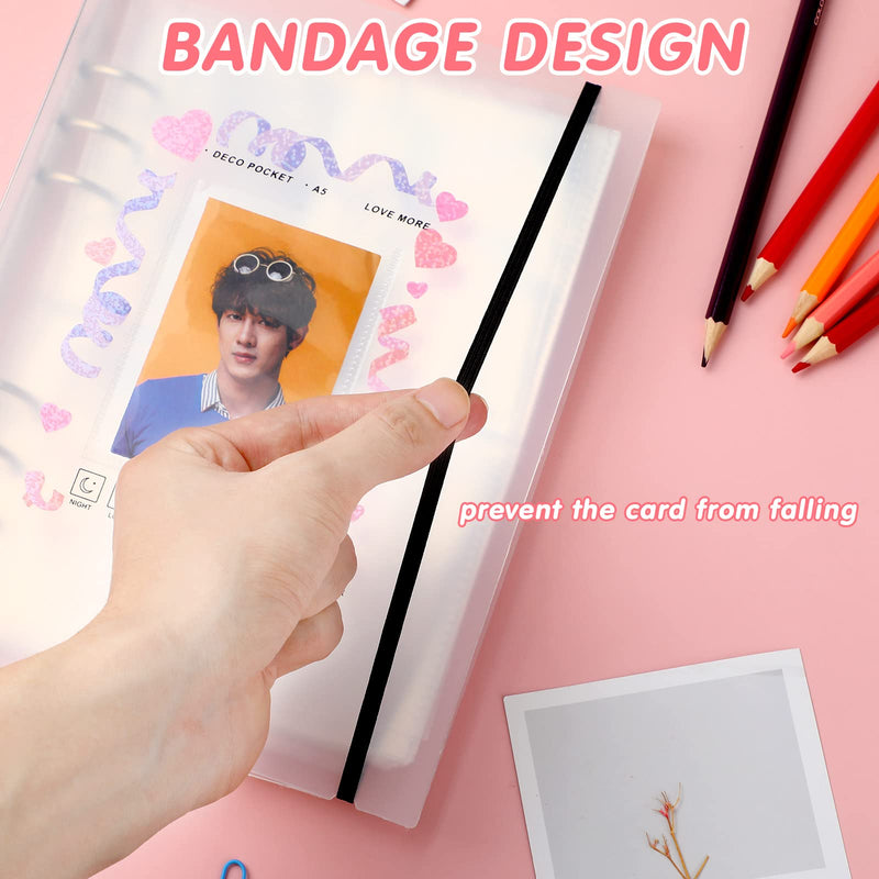 Kpop Photocard Holder Book Photocard Sleeves with Kpop Photocard Korean Stickers, A5 Binder Photocard Album 6 Ring Photocard Binder Card Protectors Sleeve Pages, 100 Cards, for 2 x 3 Inch Photocard - NewNest Australia