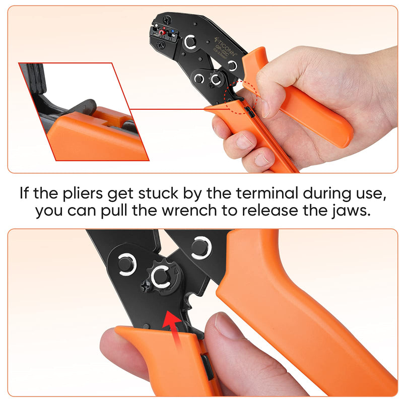 TICONN Crimping Tool for Heat Shrink Connectors - Ratcheting Wire Crimper - Crimping Pliers - Ratchet Terminal Crimper - Wire Crimp Tool (02C, Orange) 02C - NewNest Australia