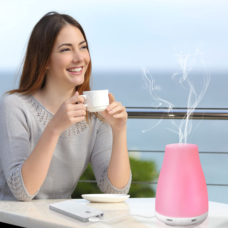 100ML Essential Oil Diffuser, Ultrasonic Cool Mist Aromatherapy Scented Oil Diffusers Humidifier, Waterless Auto-Off and 7 LED Light Colors for Bedroom, Yoga, SPA, Baby - NewNest Australia