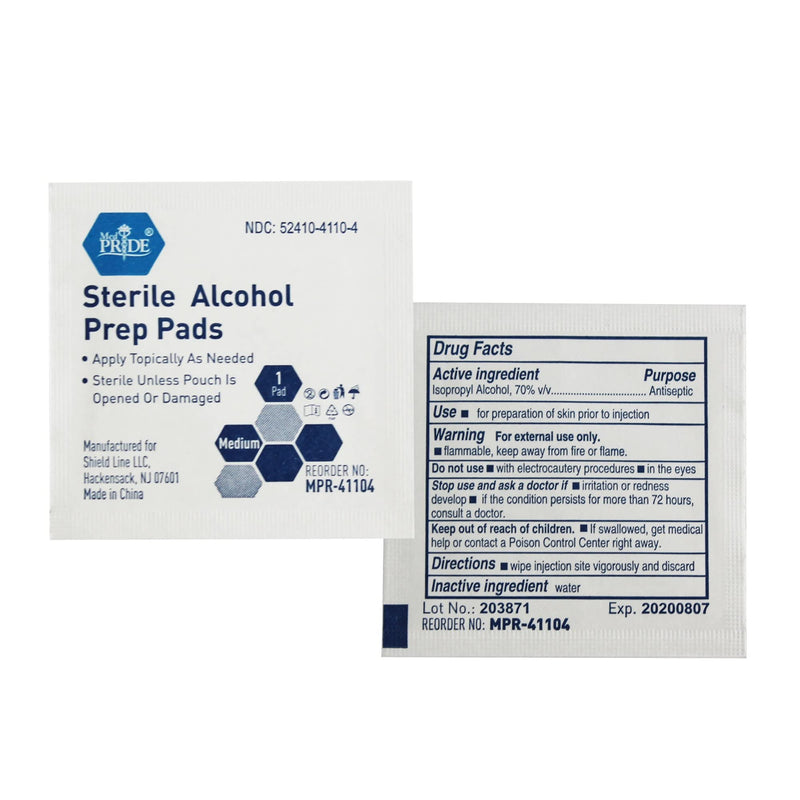 MED PRIDE Alcohol Prep Pads| 200 pack| Medical-Grade, Sterile, Individually-Wrapped, Isopropyl Cotton Swabs| Disposable, Medium Square Size, 2ply, Latex Free & Antiseptic| For Medical & First-Aid Kits 200 Count (Pack of 1) - NewNest Australia