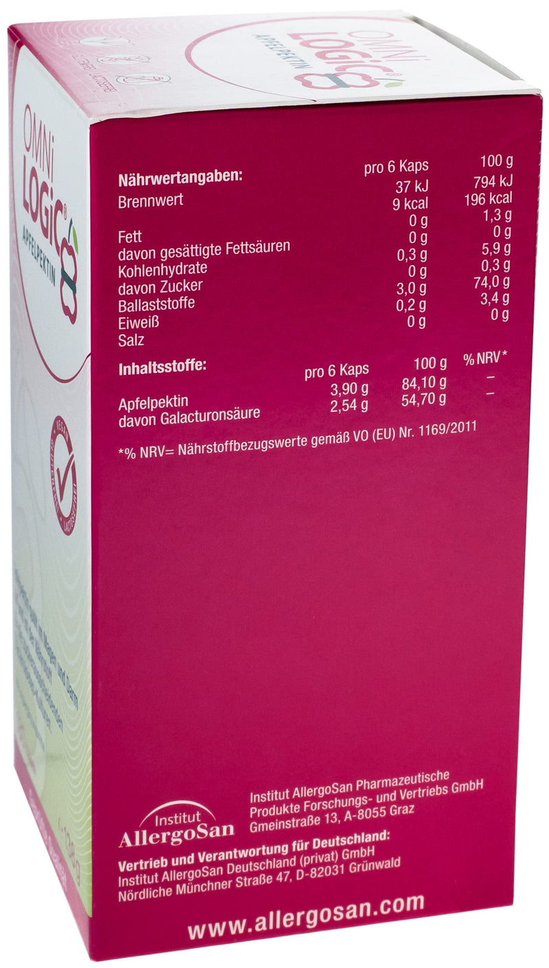 OMNi BiOTiC OMNi LOGiC APPLE PECTIN, 180 capsules, fiber, natural apple pectin: swells in the stomach and intestines, vegan, gluten-free, lactose-free 180 pieces (pack of 1) - NewNest Australia