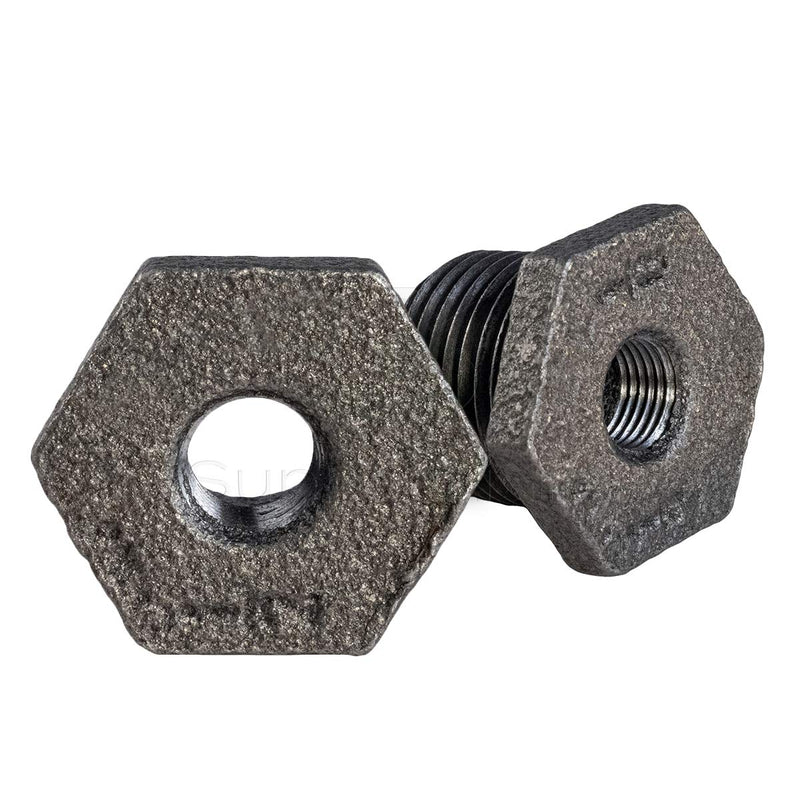 SUPPLY GIANT CNCV3005 1" x 1/2" Black Malleable Iron Bushing Fitting with Hexagonal Head 1 in. x 1/2 in. - NewNest Australia