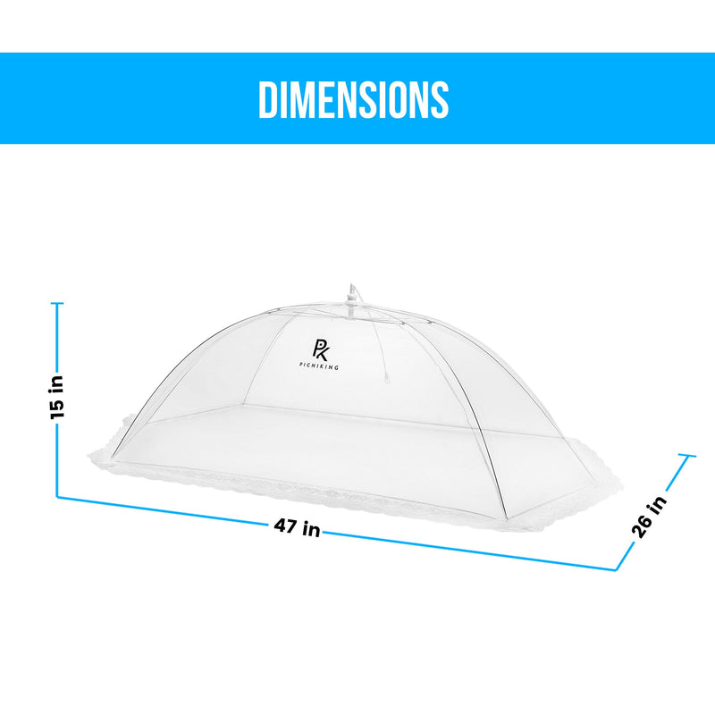 NewNest Australia - (3 Pack) PicniKing Food Tents/Food Covers for Outdoors | 1 XL (49x27x17) & 2 Standard (17x17x12) | Fine Mesh Screen | Upgraded Rods | Double Layer Skirt | Guaranteed Bug Protection 