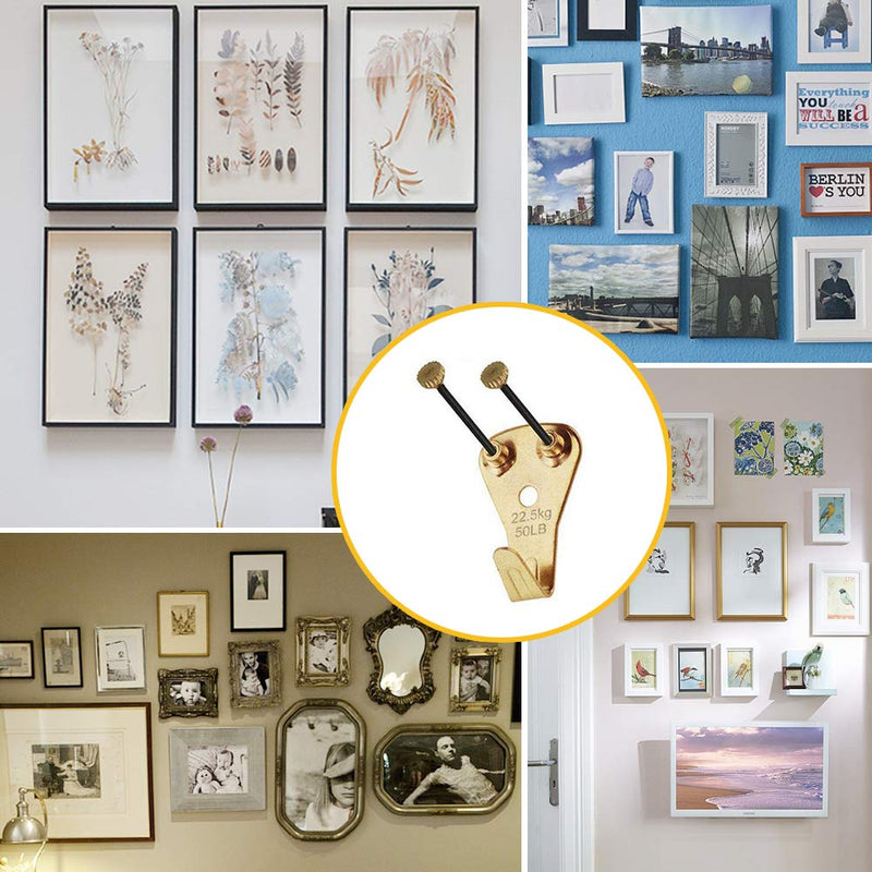 125 pcs Picture Hangers, Heavy Duty Picture Hanging Kit with Nails, Professional Picture Hanging Kit on Wooden/Drywall for Canvas, Office Pictures, Clock, House Decoration, Holds 10-100 lbs - NewNest Australia