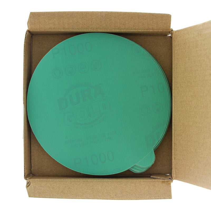 Dura-Gold Premium 5" Green Film PSA Sanding Discs - 1000 Grit (Box of 50) - Film Back Self Adhesive Stickyback Sandpaper Discs for DA Sander, Finishing Abrasive, Sand Automotive Paint Woodworking Wood 1000-Grit - NewNest Australia