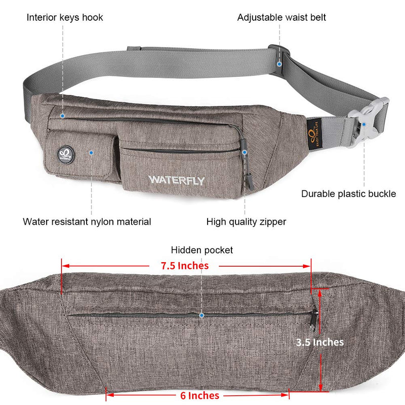WATERFLY Fanny Pack for Women Men Water Resistant Small Waist Pouch Slim Belt Bag with 4 Pockets for Running Travelling Hiking Walking Lightweight Crossbody Chest Bag Fit All Phones Flaxen - NewNest Australia