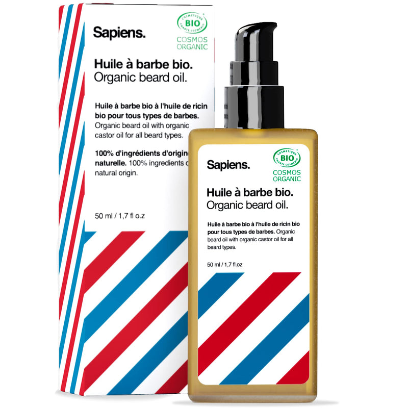 Sapiens Barbershop Beard Oil Men - Organic Beard Care Oil Cosmos Organic Certified with Castor Oil - Beard Oil Growth Moisturizes Beard Conditioner - Beard Oil for Men - 50 ml 50 ml (Pack of 1) - NewNest Australia