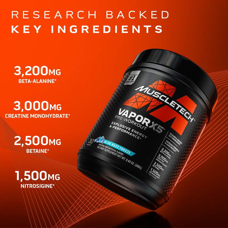 Pre Workout Powder | MuscleTech Vapor X5 | Pre Workout Powder for Men & Women | PreWorkout Energy Powder Drink Mix | Sports Nutrition Pre-Workout Products | Blue Raspberry (30 Servings)-Package Varies Blue Raspberry Fusion 30 Servings (Pack of 1) - NewNest Australia
